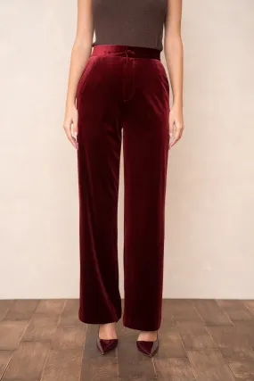 Hoch taillierte, gerade geschnittene Samthose