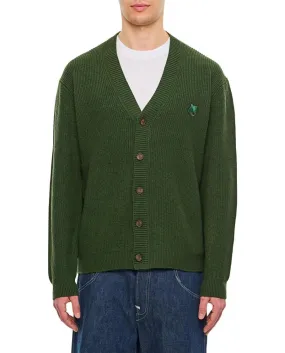   Maison Kitsune  Bold Fox Head Patch Comfort Ribbed Cardigan Green  Strickjacke 