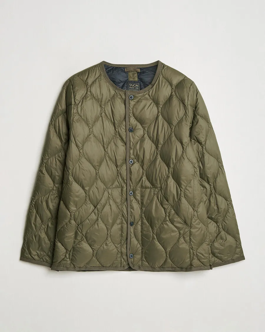 Military Crew Neck Down Jacket Dark Olive