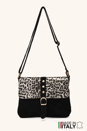 Umhängetasche Gibecière Messenger-Klappe mit Leopardenmuster aus Leder ZE-9024